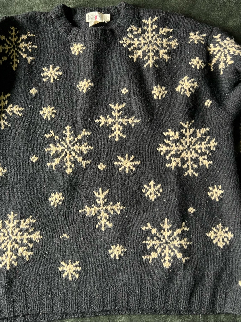 VINTAGE J CREW-Black Snowflake Knit Sweater - Women